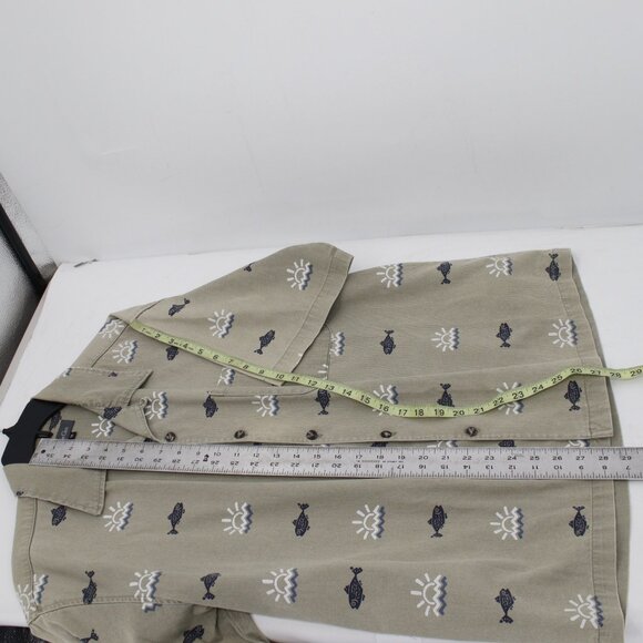 Vintage True Grit shirt Mens medium Short Sleeve Camp corded Sunrise Fish Print - Picture 10 of 12